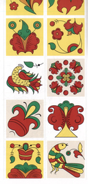 Раскраска с наклейками. Росписи. Пермогорская роспись — фото, картинка — 1