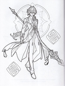 Genshin Impact. Герои вселенной Геншин. Раскраска (фиолетовая) — фото, картинка — 1