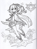 Genshin Impact. Герои вселенной Геншин. Раскраска (фиолетовая) — фото, картинка — 2